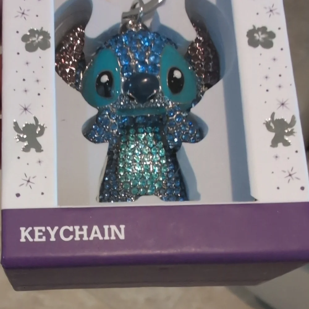Disney Stitch Blue Glitter Keychain